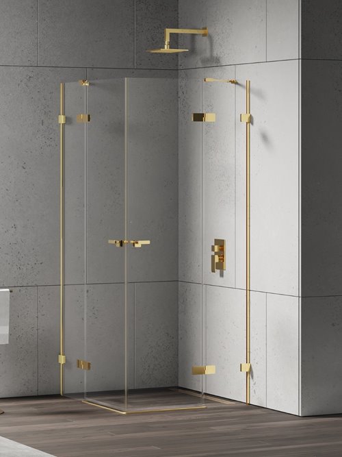 New Trendy Kabina prysznicowa podwójne drzwi uchylne 120x110 EXK-4772 Eventa Gold Shine