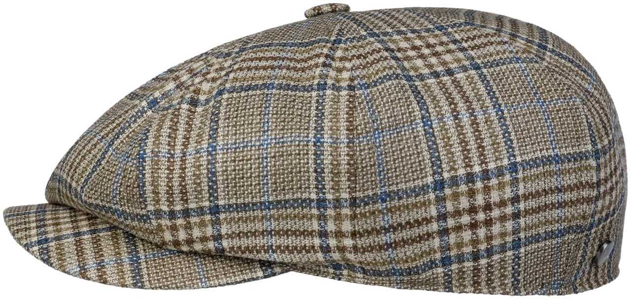 Kaszkiet Glencheck 8 Panel by Lierys, brązowo-niebieski, M (56-57 cm)