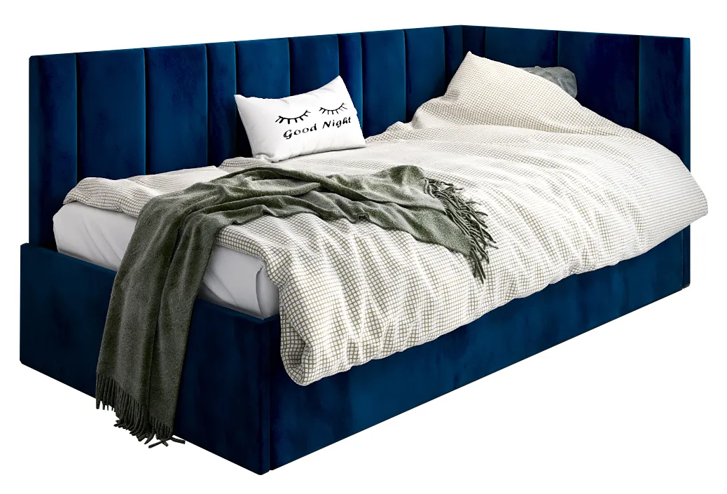 Granatowy welwetowy tapczan typu l H4-Z60