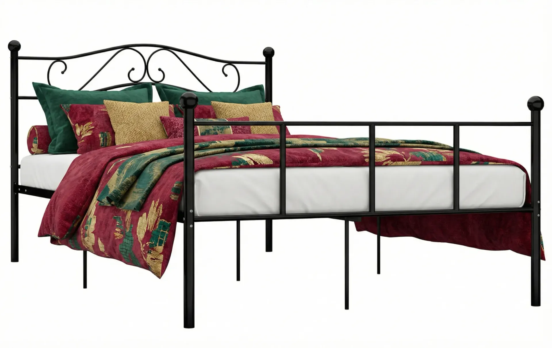 Czarne metalowe łóżko w stylu loft 200x200 cm - Fiosa