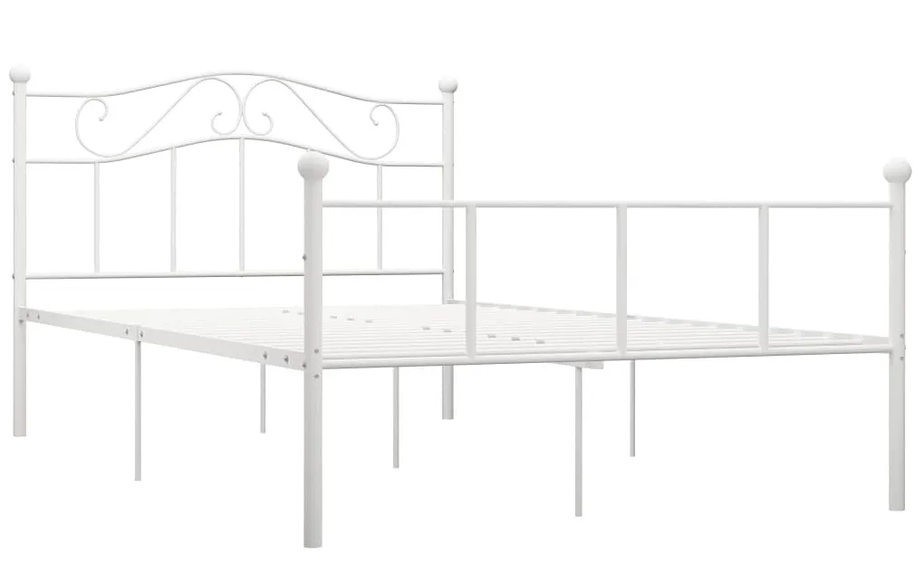 Białe metalowe łózko dwuosobowe 160x200 cm S4-W73