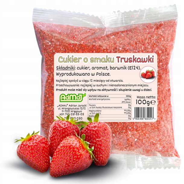 Cukier Kolorowy Do Waty Cukrowej Truskawka Czerwony 100g Saszetka