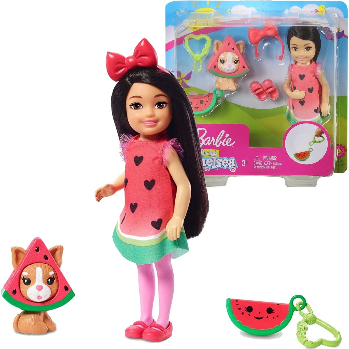 Barbie, lalka Barbie Chelsea Club kostium arbuz