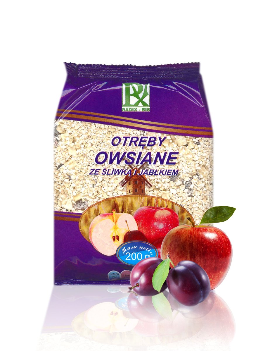OTRĘBY OWSIANE ZE ŚLIWKĄ I JABŁKIEM 200 g - RADIX-BIS