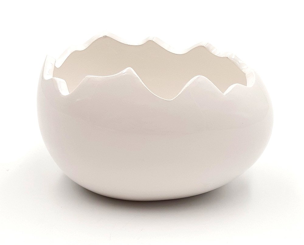 Osłonka jajko wielkanocne doniczka skorupka biała 17 cm