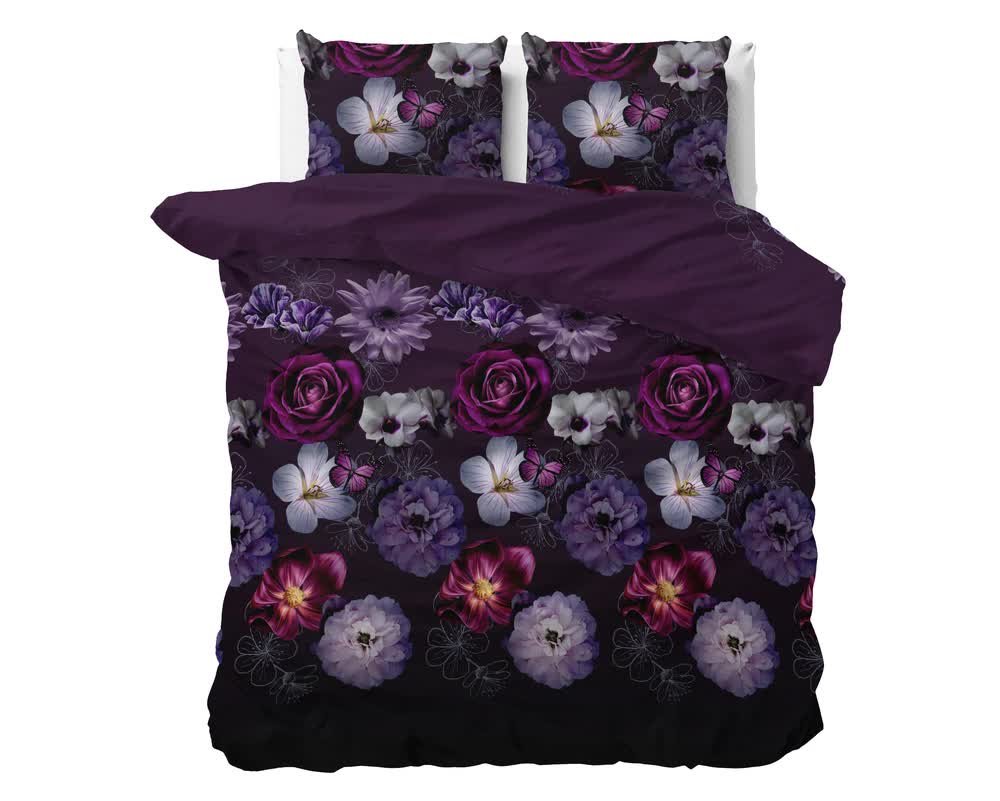 240x220 MAGIC FLOWER fiolet  mix bawełny  kpl pościeli