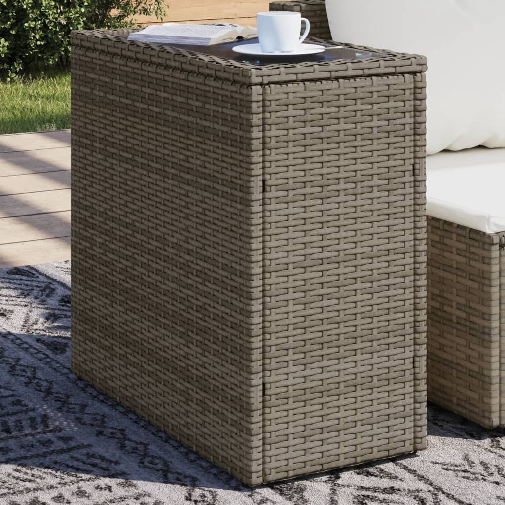 Stolik ogrodowy ze szklanym blatem, szary, 58x27,5x55 cm Lumarko! XXX
