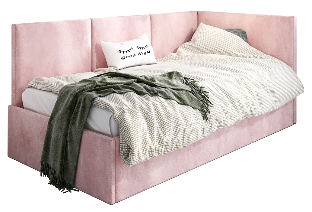 Różowy tapczan z oparciem C2-W88