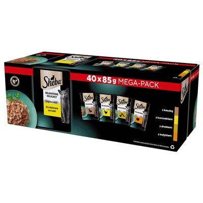 Karma dla kota SHEBA Delicacy Drobiowe Smaki (40 x 85 g)