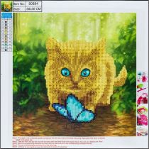 Centrum Diamentowa mozaika 5D - Cat&Butterfly 30x30cm