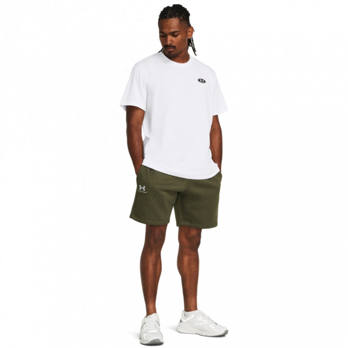 Męskie spodenki dresowe Under Armour UA Essential Fleece Shorts - khaki - UNDER ARMOUR