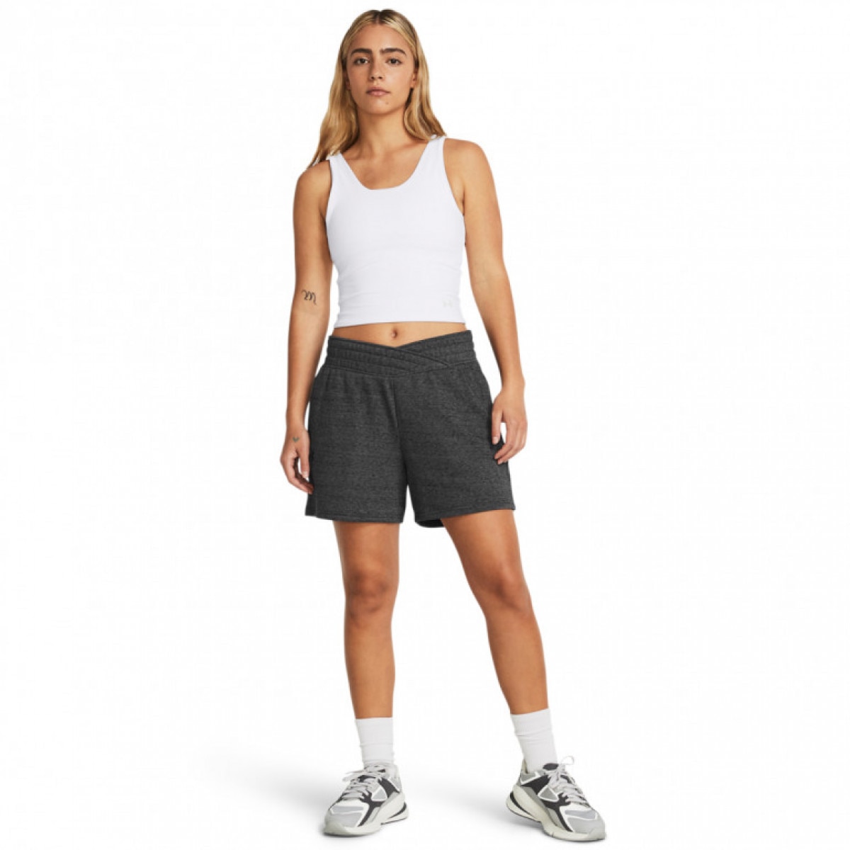 Damskie spodenki dresowe Under Armour UA Rival Terry Short - szare - UNDER ARMOUR