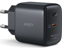 Aukey Ładowarka sieciowa Omnia II Mini 45W, USB-C, PD, czarna