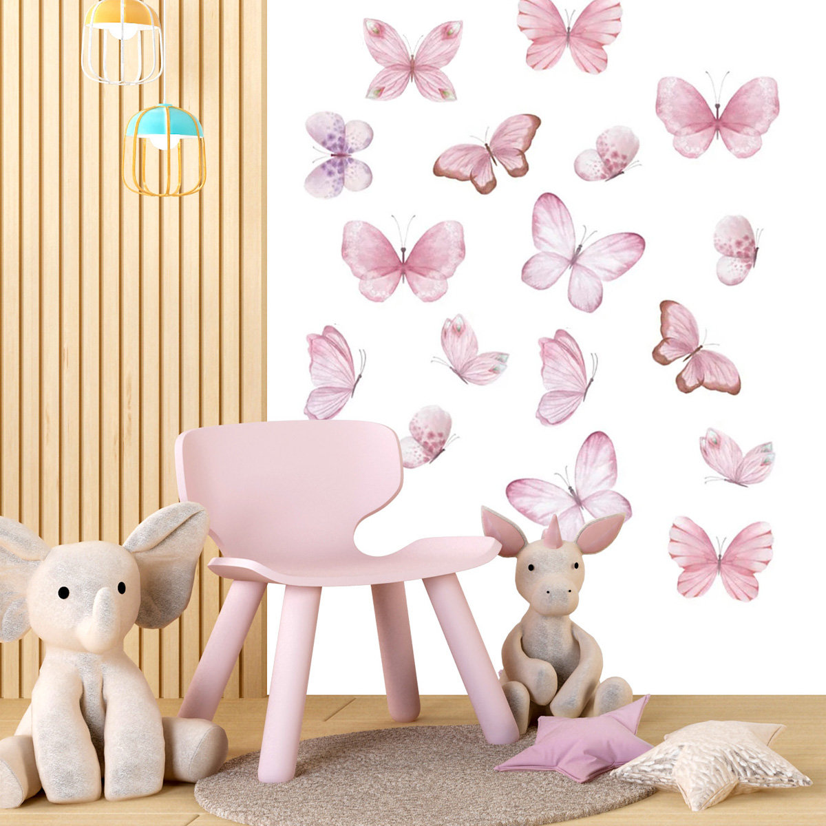 NAKLEJKI NA ŚCIANĘ DLA DZIECI SAMOPRZYLEPNE DO POKOJU DZIECKA Ozdoba Motyle