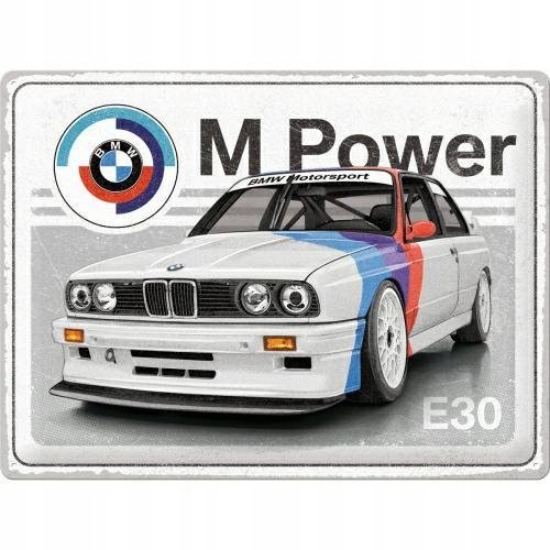 Tablica szyld BMW E30 MPOWER MOTORSPORT blaszany plakat 30x40