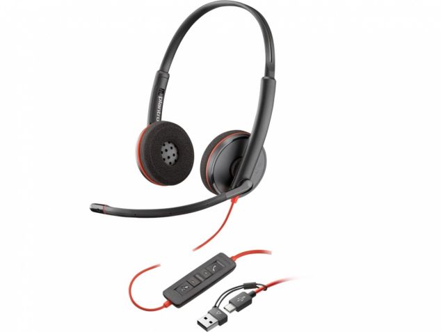 POLY Blackwire 3220 Stereo USB-C Headset +USB-C/A Adapter 8X228A