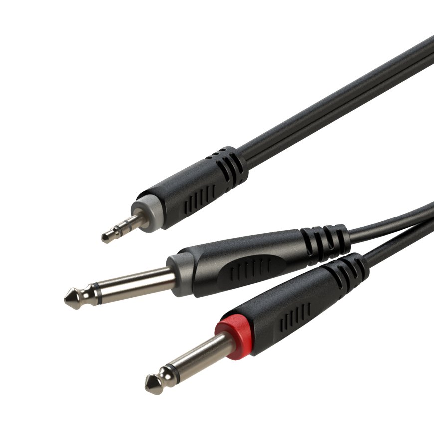 Roxtone Kabel audio 6m RAYC130L6 Jack 3.5mm stereo 2 x Jack 6.3mm mono