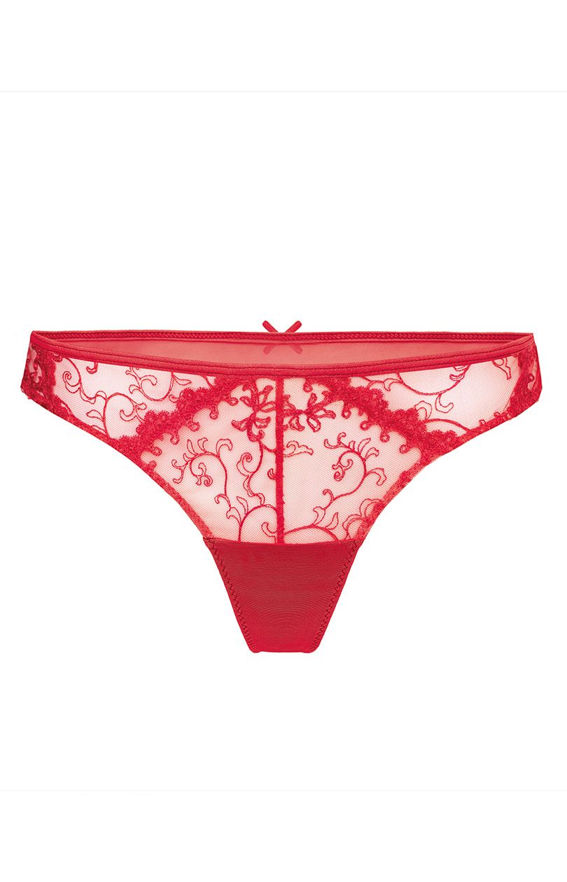 Koronkowe stringi damskie czerwone Romance LV-ST20, Kolor czerwony, Rozmiar L, Le Vernis - Intymna