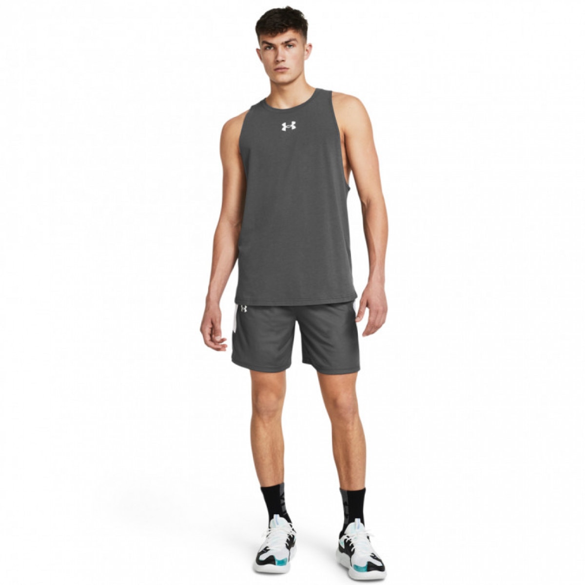 Męskie spodenki do koszykówki Under Armour UA Baseline Short - szare - UNDER ARMOUR