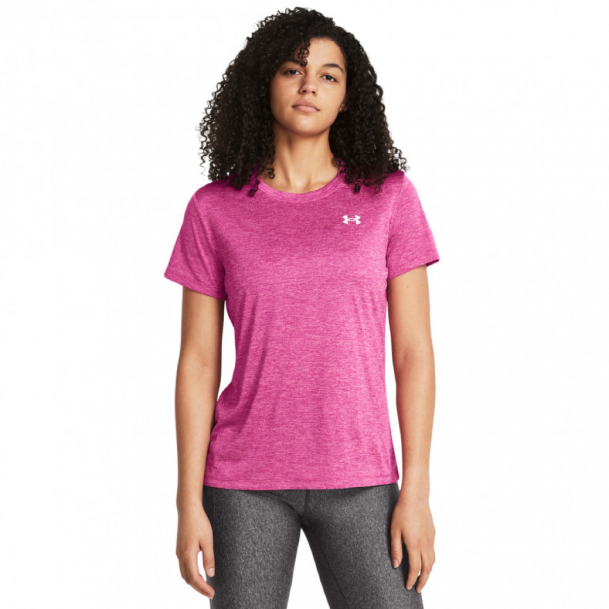 Damska koszulka treningowa Under Armour Tech SSC- Twist - różowa - UNDER ARMOUR
