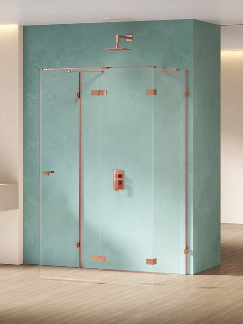 New Trendy Miedziana przyścienna kabina prysznicowa prawa 90x90 EXK-6482 Eventa Copper Shine