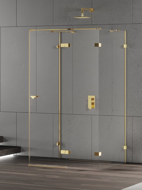 New Trendy Złota przyścienna kabina prysznicowa prawa 80x80 EXK-4793 Eventa Gold Shine