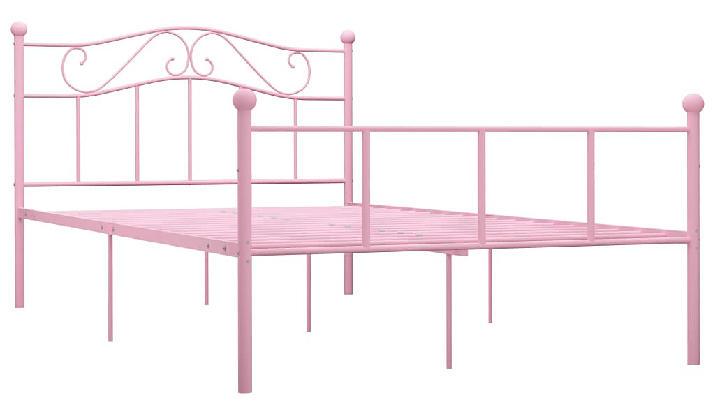Różowe metalowe łóżko dwuosobowe 140x200 cm G7-N95