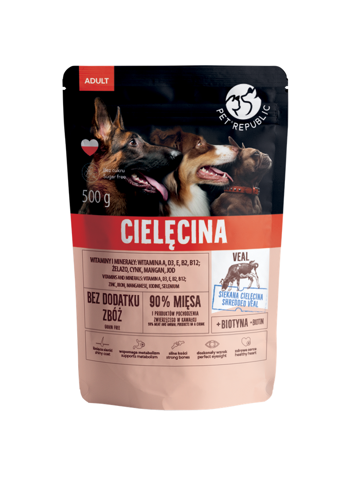 PetRepublic karma dla psa z drobno siekaną cielęciną w sosie 500g