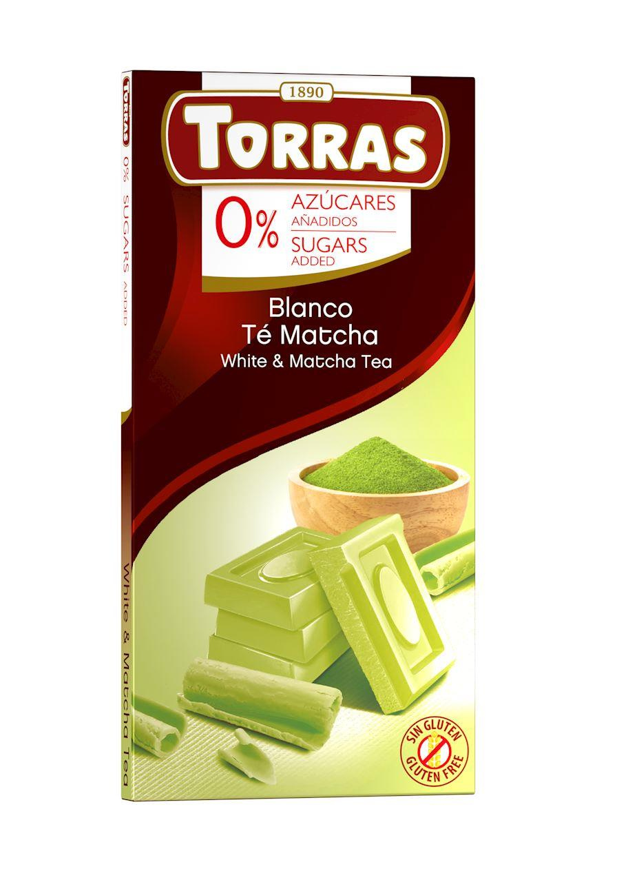 Torras Czekolada biała z herbatą matcha bez dodatku cukru bezglutenowa 75 g