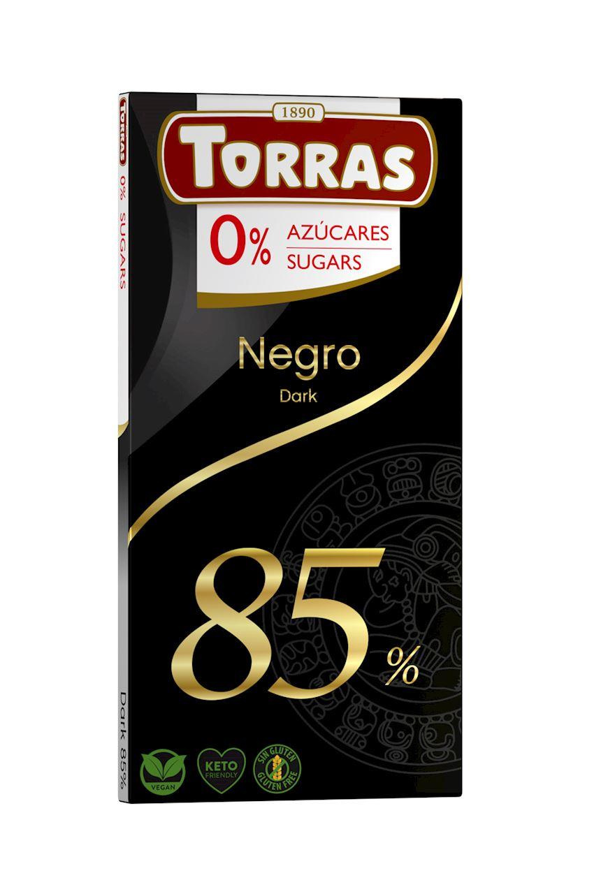 Torras Czekolada gorzka 85% bez cukru bezglutenowa 75 g