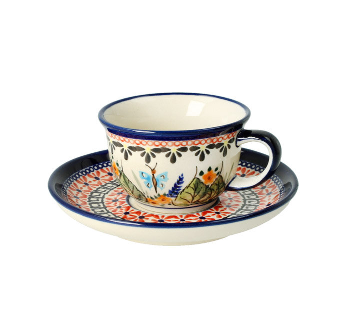 FILIŻANKA I SPODEK CERAMIKA BOLESŁAWIEC Ø 10,2/14,2 cm V 0,11 L GU716DEK149Art