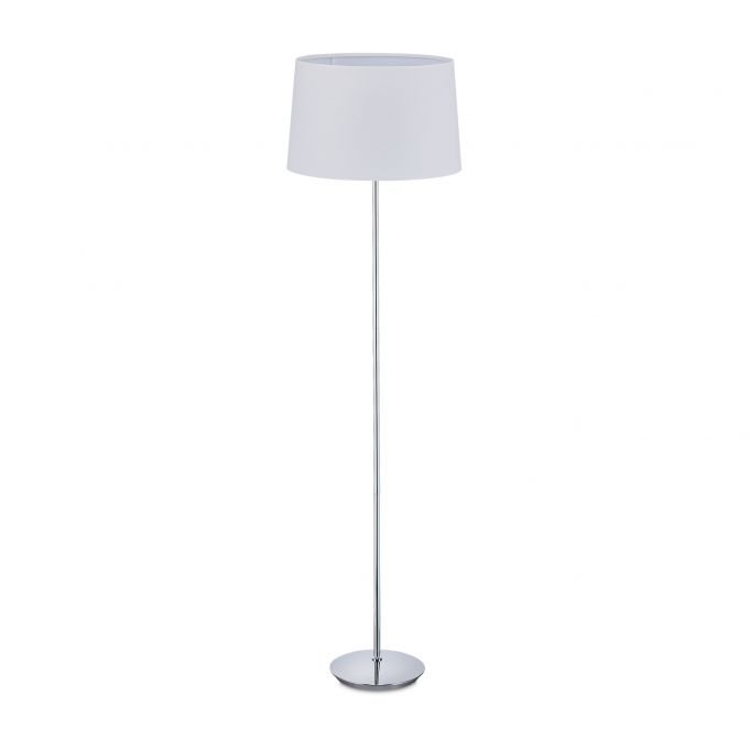 Lampa podłogowa z abażurem z tkaniny biała