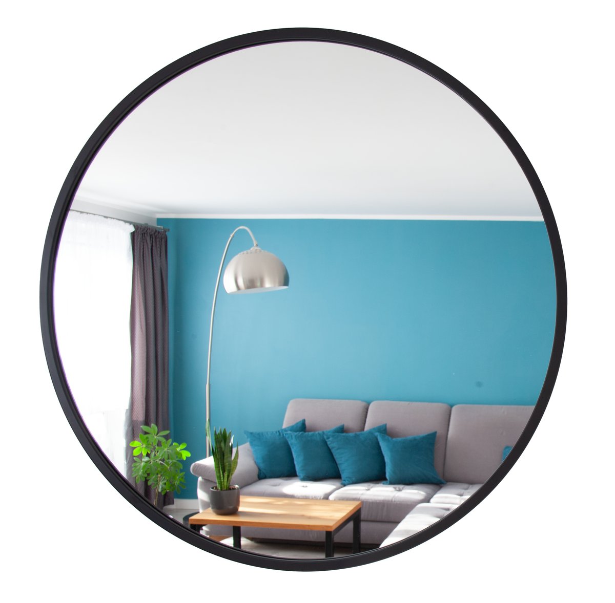 Lustro okrągłe czarne 100 cm