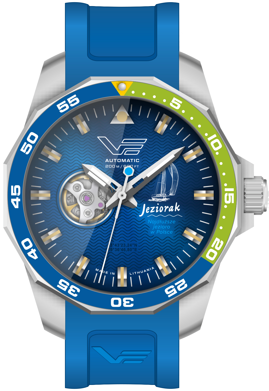 Zegarek Vostok Europe NH38-225A480 Mazury - Jezioro Jeziorak - Rocket N-1 Automatic Open Heart