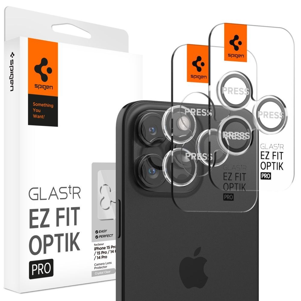 Szkło hartowane na aparat Spigen Optik.tr ez Fit Camera Protector Apple iPhone 14 Pro / 14 Pro Max / 15 Pro / 15 Pro Max Crystal