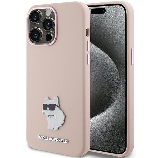 Etui Karl Lagerfeld KLHCP15XSMHCNPP Apple iPhone 15 Pro Max Silicone Choupette Metal Pin różowy/pink