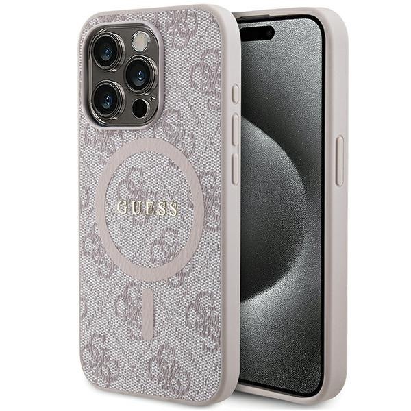 Etui Guess GUHMP15XG4GFRP Apple iPhone 15 Pro Max hardcase 4G Collection Leather Metal Logo MagSafe różowy/pink