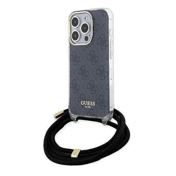 Etui Guess GUHCP15LHC4SEK Apple iPhone 15 Pro hardcase Crossbody Cord 4G Print czarny/black