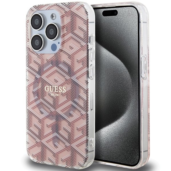 Etui Guess GUHMP15LHGCUSTGP Apple iPhone 15 Pro hardcase IML GCube MagSafe różowy/pink