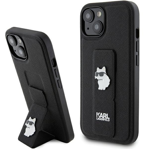 Etui Karl Lagerfeld KLHCP15MGSACHPK Apple iPhone 15 Plus / 14 Plus hardcase Gripstand Saffiano Choupette Pins czarny/black