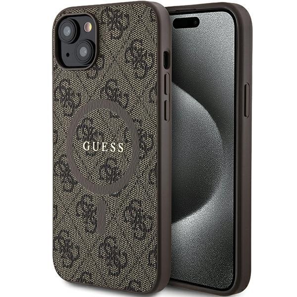 Etui Guess GUHMP15SG4GFRW Apple iPhone 15 / 14 hardcase 4G Collection Leather Metal Logo MagSafe brązowy/brown