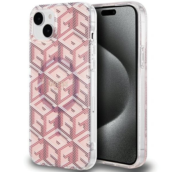 Etui Guess GUHMP15SHGCUSTGP Apple iPhone 15 / 14 hardcase IML GCube MagSafe różowy/pink
