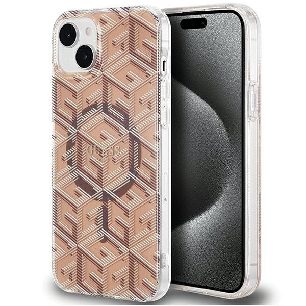 Etui Guess GUHMP15SHGCUSTGW Apple iPhone 15 / 14 hardcase IML GCube MagSafe brązowy/brown