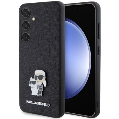 Etui KARL LAGERFELD Saffiano Karl&Choupette Metal Pin do Samsung Galaxy S24 Czarny