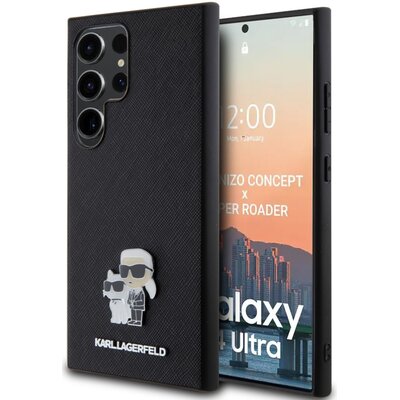Etui KARL LAGERFELD Saffiano Karl&Choupette Metal Pin do Samsung Galaxy S24 Ultra Czarny