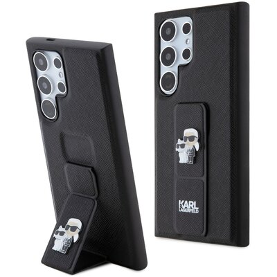 Etui KARL LAGERFELD Gripstand Saffiano Karl&Choupette Pins do Samsung Galaxy S24 Ultra Czarny