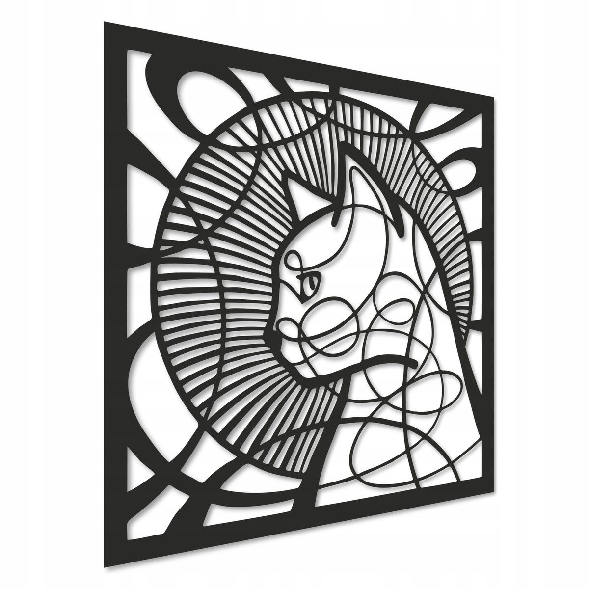 Kot Ramka Panel 3D Dekoracja Ścienna Obraz Ażurowy