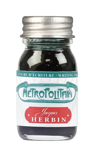 Jacques Herbin 11835T - Butelka z tuszem do pisania do długopisów wiecznych i kulkowych - 10 ml - zielona - Metro Parisien