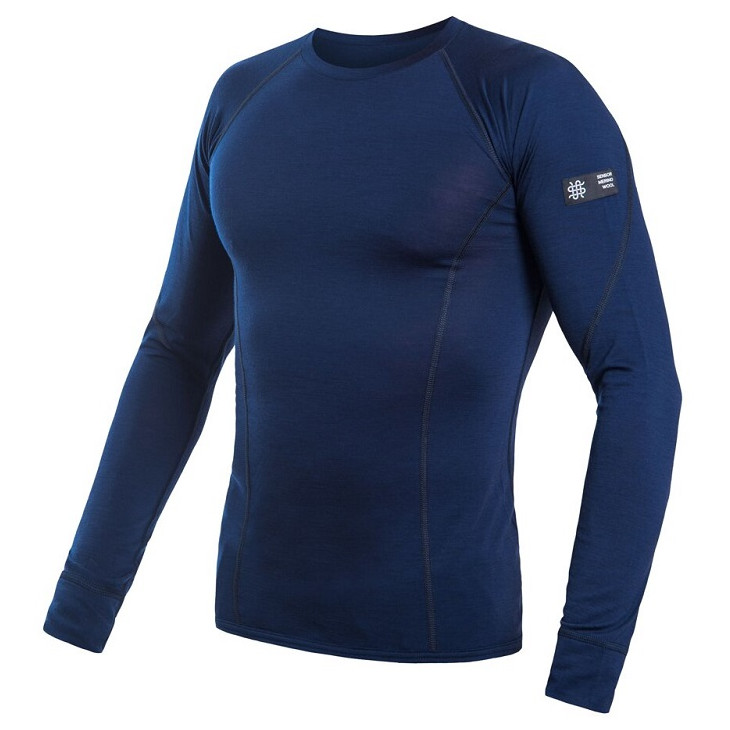 Męska koszulka Sensor Merino Wool Active dł.r. Rozmiar: L / Kolor: ciemnoniebieski