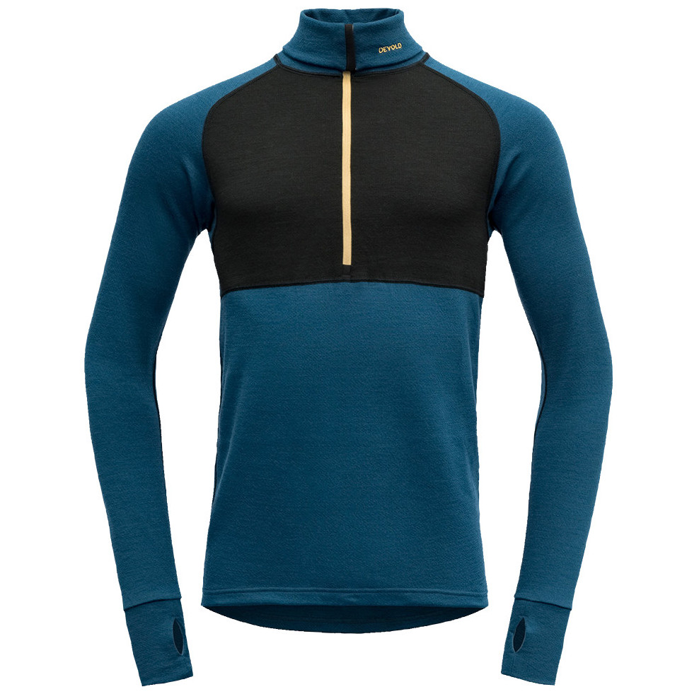 Golf męski Devold Expedition Man Zip Neck Rozmiar: M / Kolor: niebieski/czarny